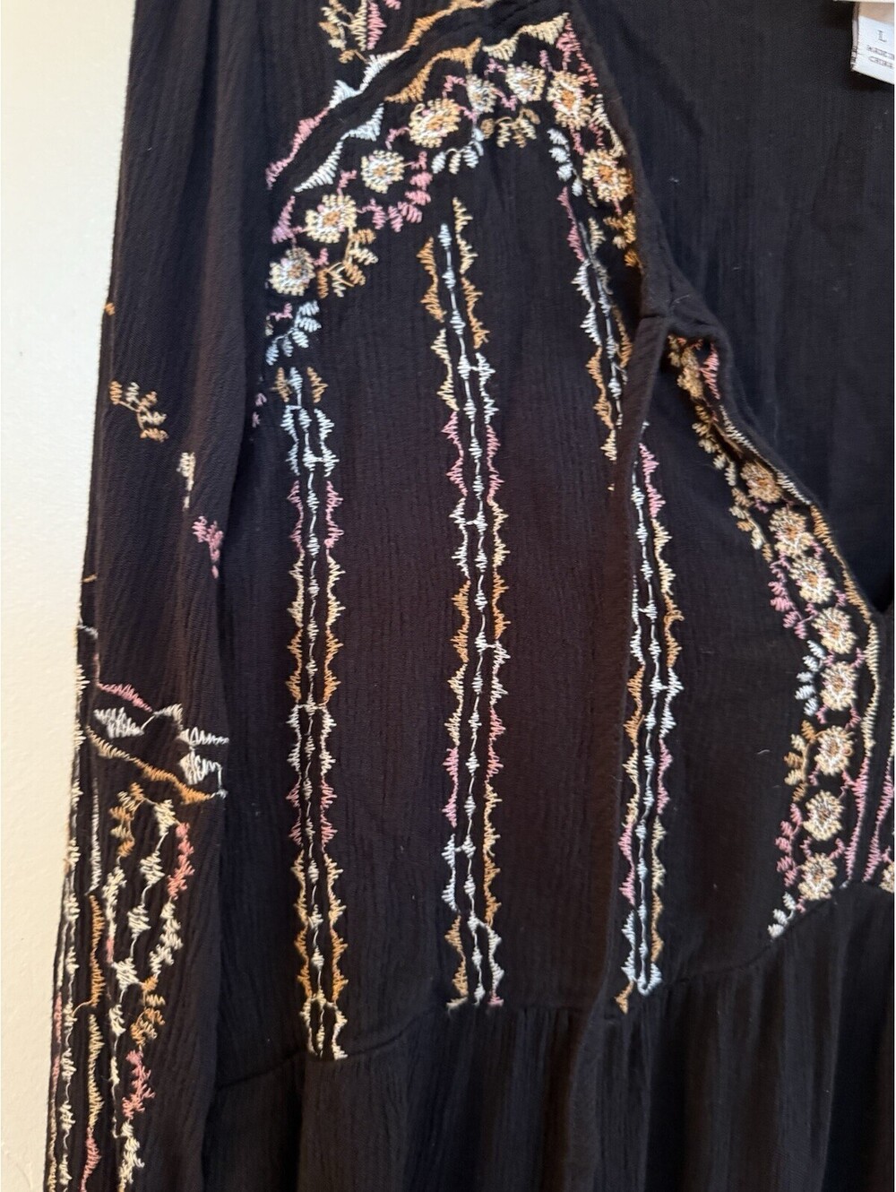 Knox Rose Bohemian Black Dress L - Picture 4 of 9